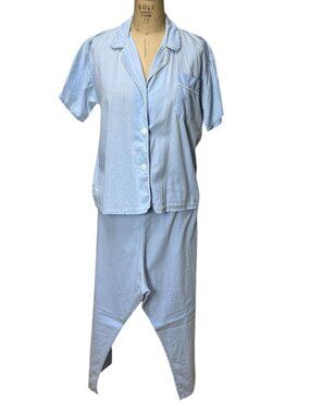 1960s cotton pajamas blue with white trim by Carole Size L